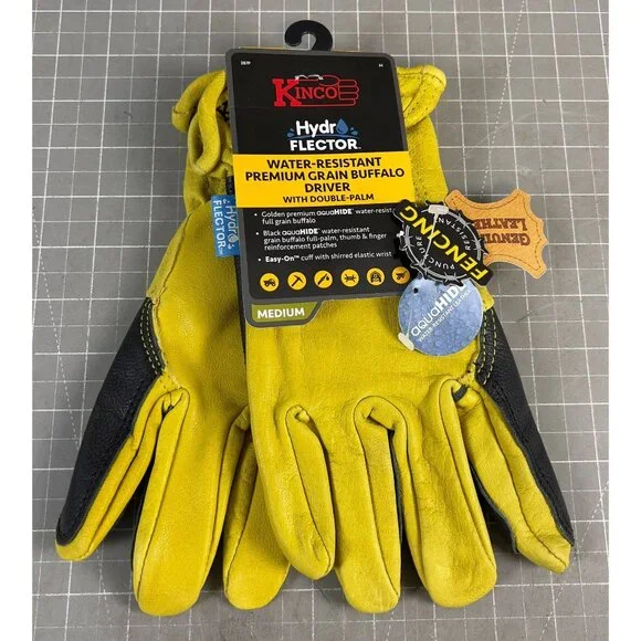 Kinco Hydroflector Men's Full Grain Leather Driver Gloves Sz M New~Double Palm - Picture 1 of 6